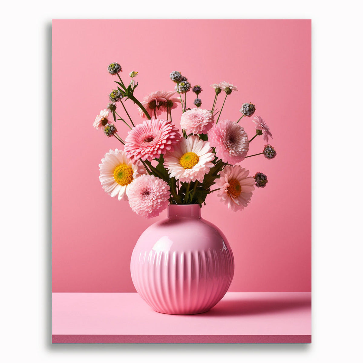 Blumenenvase, Rosa - Malen nach Zahlen