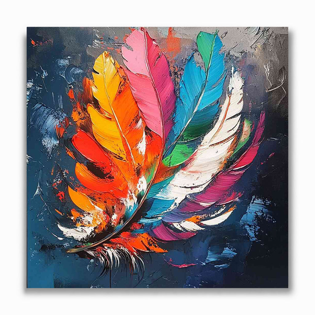 Malen nach Zahlen - Bunte Federn im Federstrauß, Abstrakt