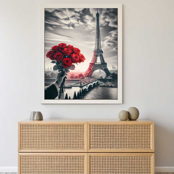 Malen nach Zahlen - Eifelturm mit Rosen