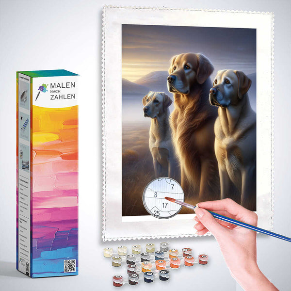 Malen nach Zahlen - Goldenretriever, Labrador Trio