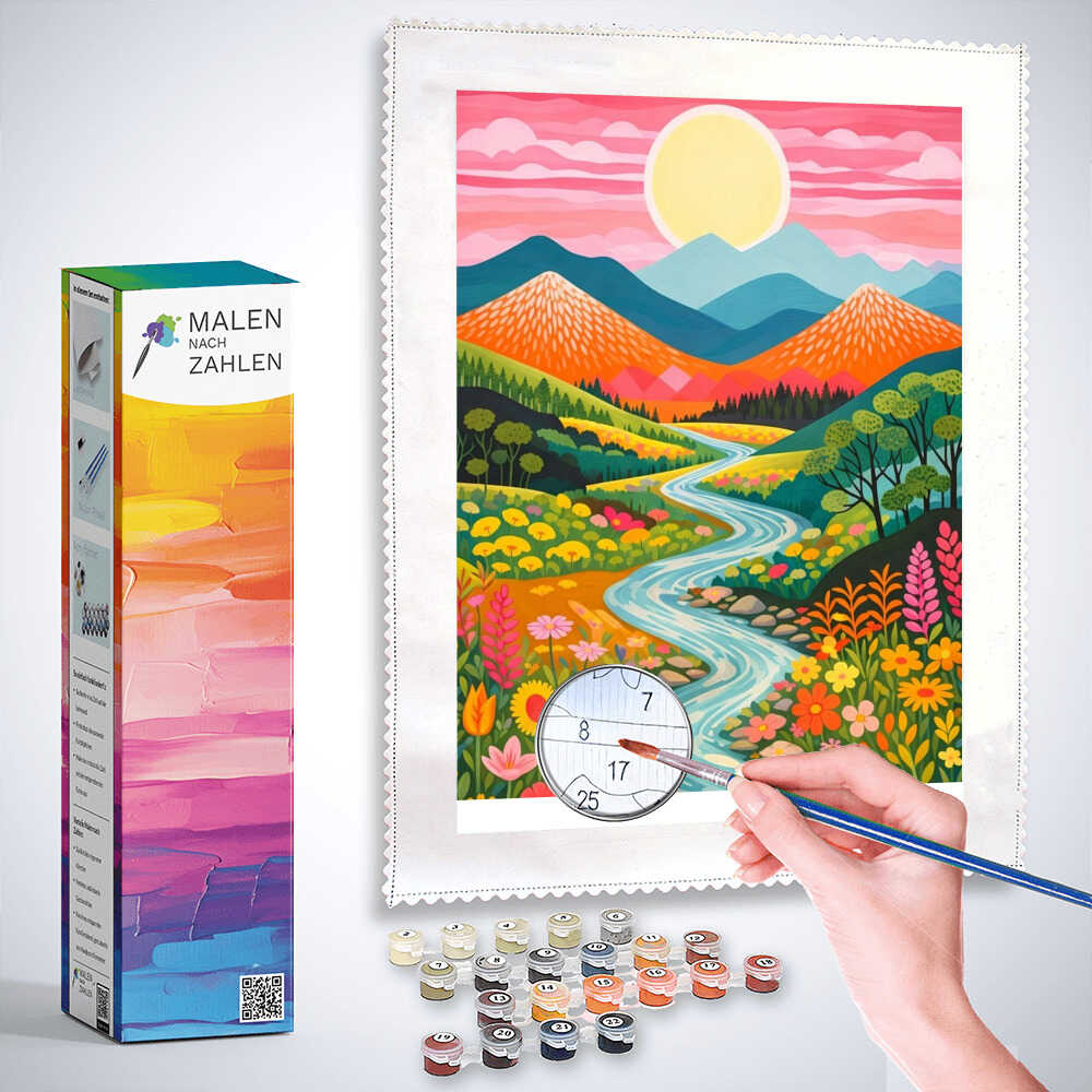 Malen nach Zahlen - Sonnenzauber im Tal der Blumen
