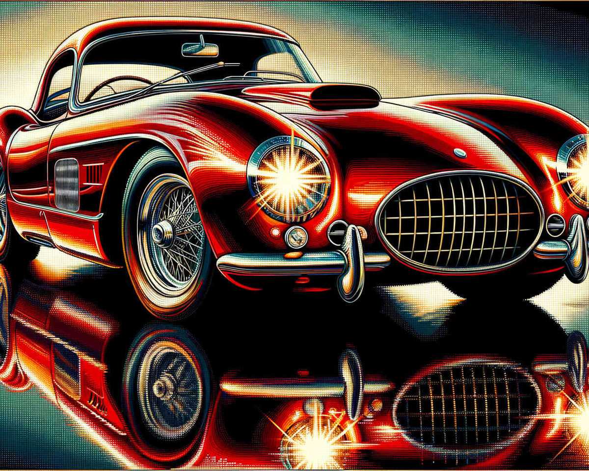 Rotes Auto Front – Malen nach Zahlen