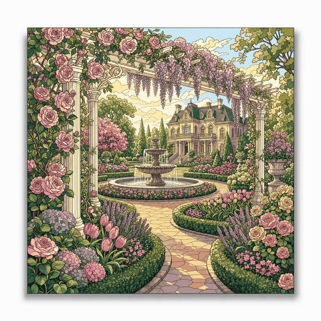 Malen nach Zahlen - Romantische Gartenidylle