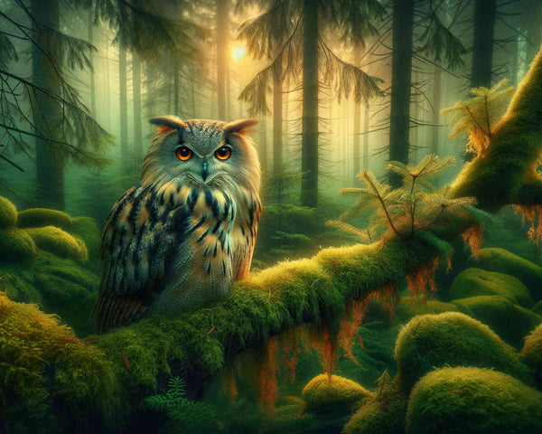 Eule auf Ast - Malen nach Zahlen