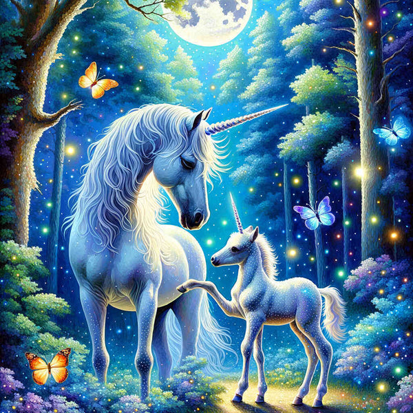 Einhorn Mutter mit Fohlen – Malen nach Zahlen