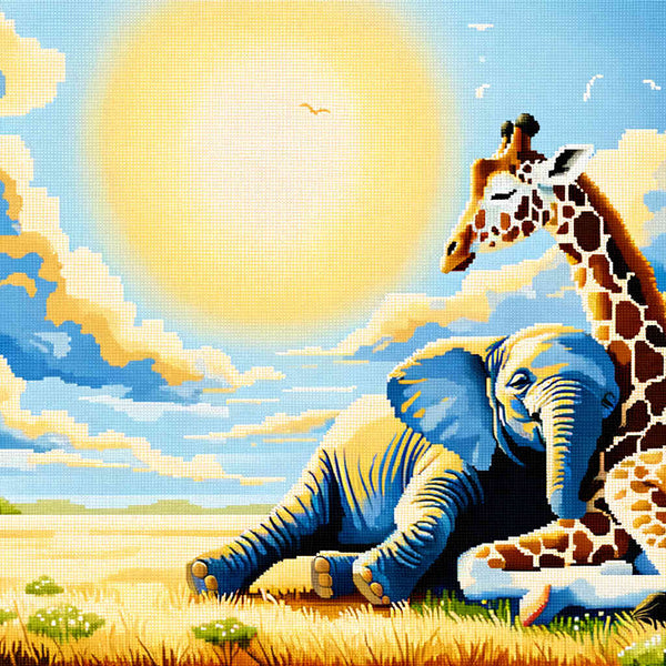 Elefant & Giraffe, Freunde - Malen nach Zahlen