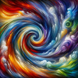 Colorful swirling abstract painting representing 