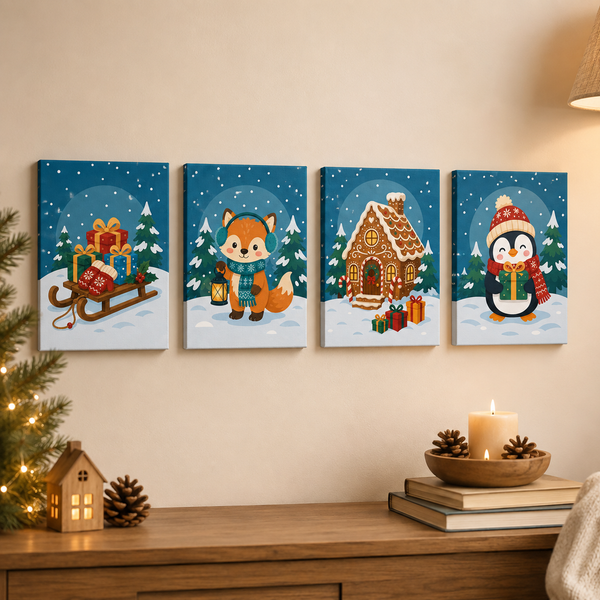 Weihnachtsfreunde 4er SET - Mini Malen nach Zahlen