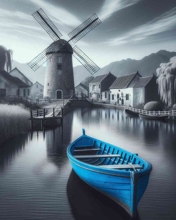 Malen nach Zahlen - Windmühle und Boot