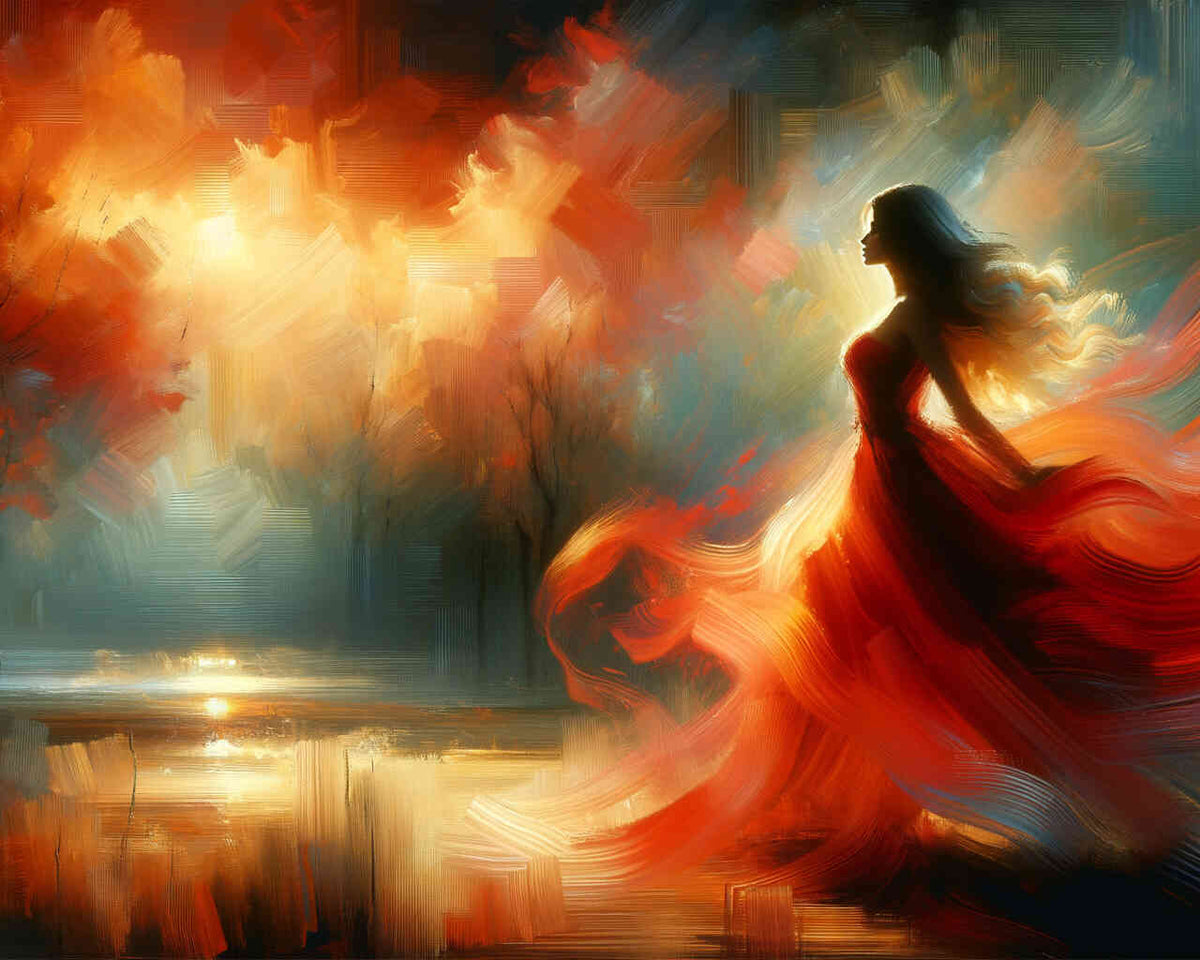 Frau mit wehendem Kleid – Malen nach Zahlen