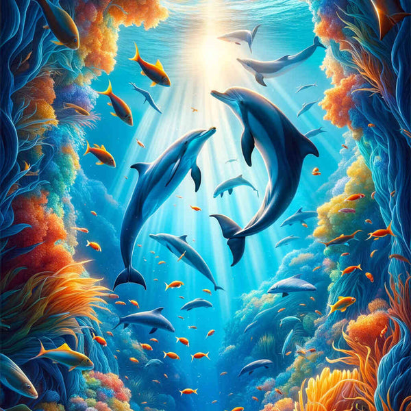 Malen nach Zahlen - Delphine im Meer