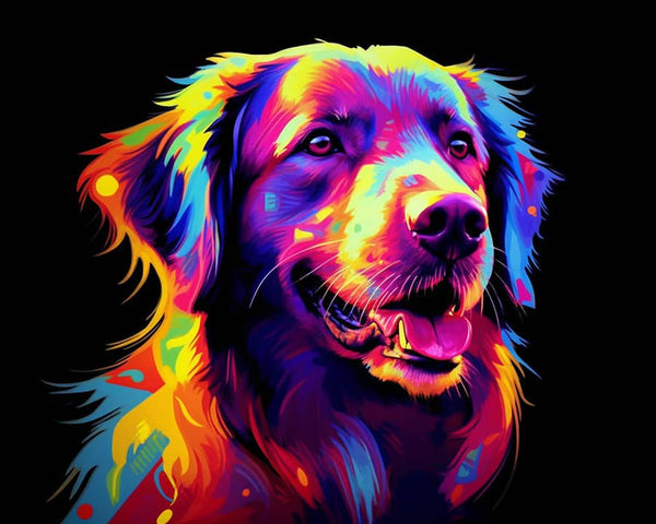 Hund im Profil, Abstrakt - Malen nach Zahlen