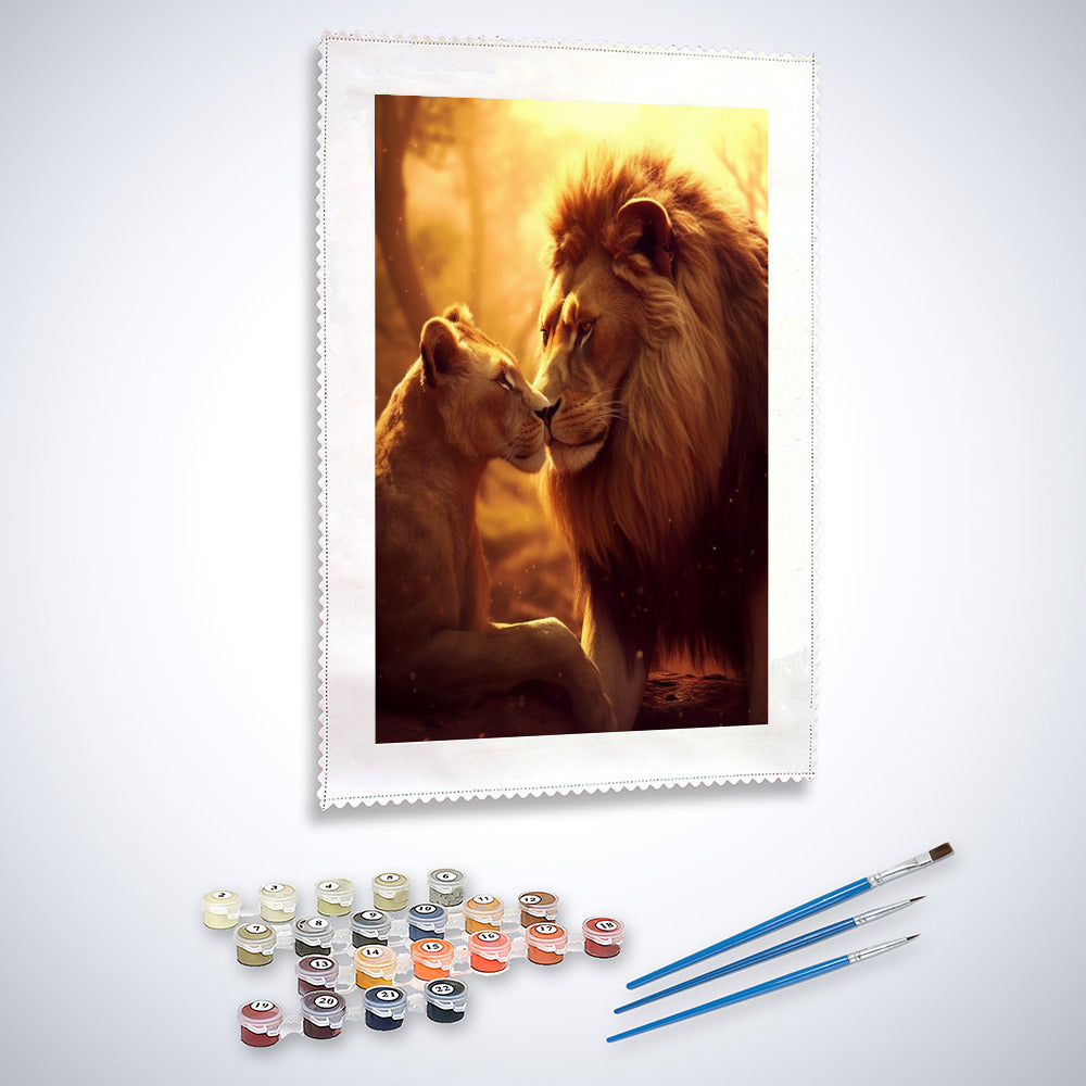 Löwe und Löwin - Malen nach Zahlen