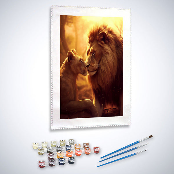 Löwe und Löwin - Malen nach Zahlen