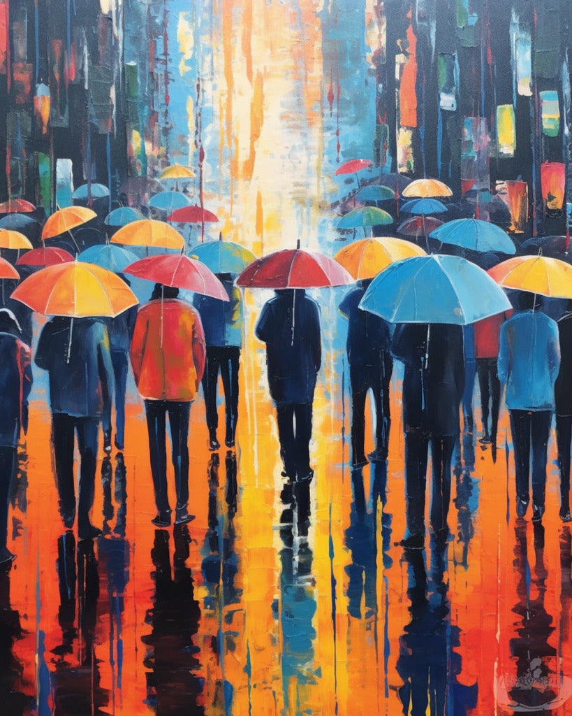 Regenschirme, Regen - Malen nach Zahlen