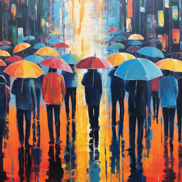 Regenschirme, Regen - Malen nach Zahlen