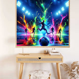 Malen nach Zahlen - Farben des Triumphs Leinwand mit farbenfrohem Fußballspiel Design.