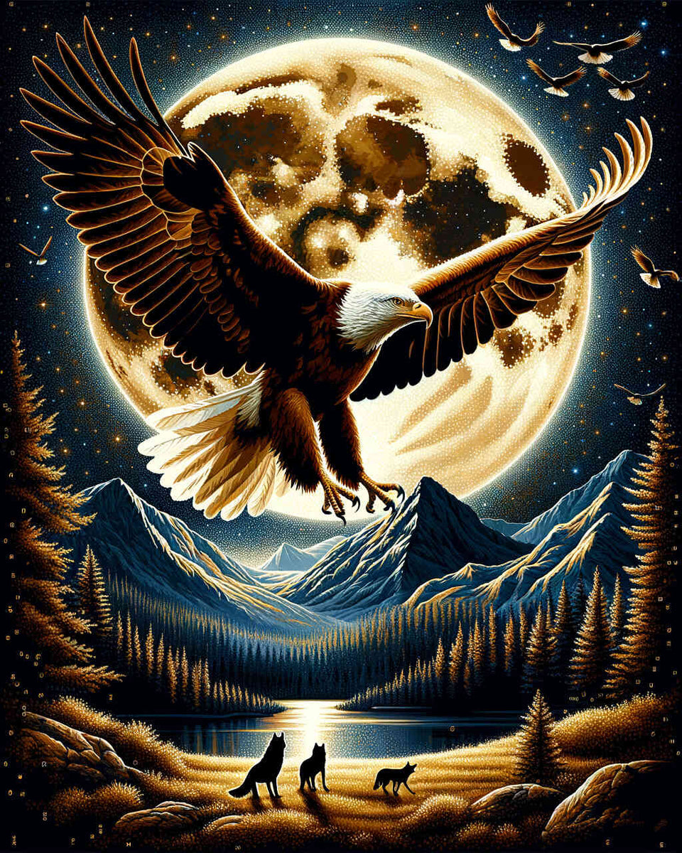 Malen nach Zahlen - Adler in der Nacht