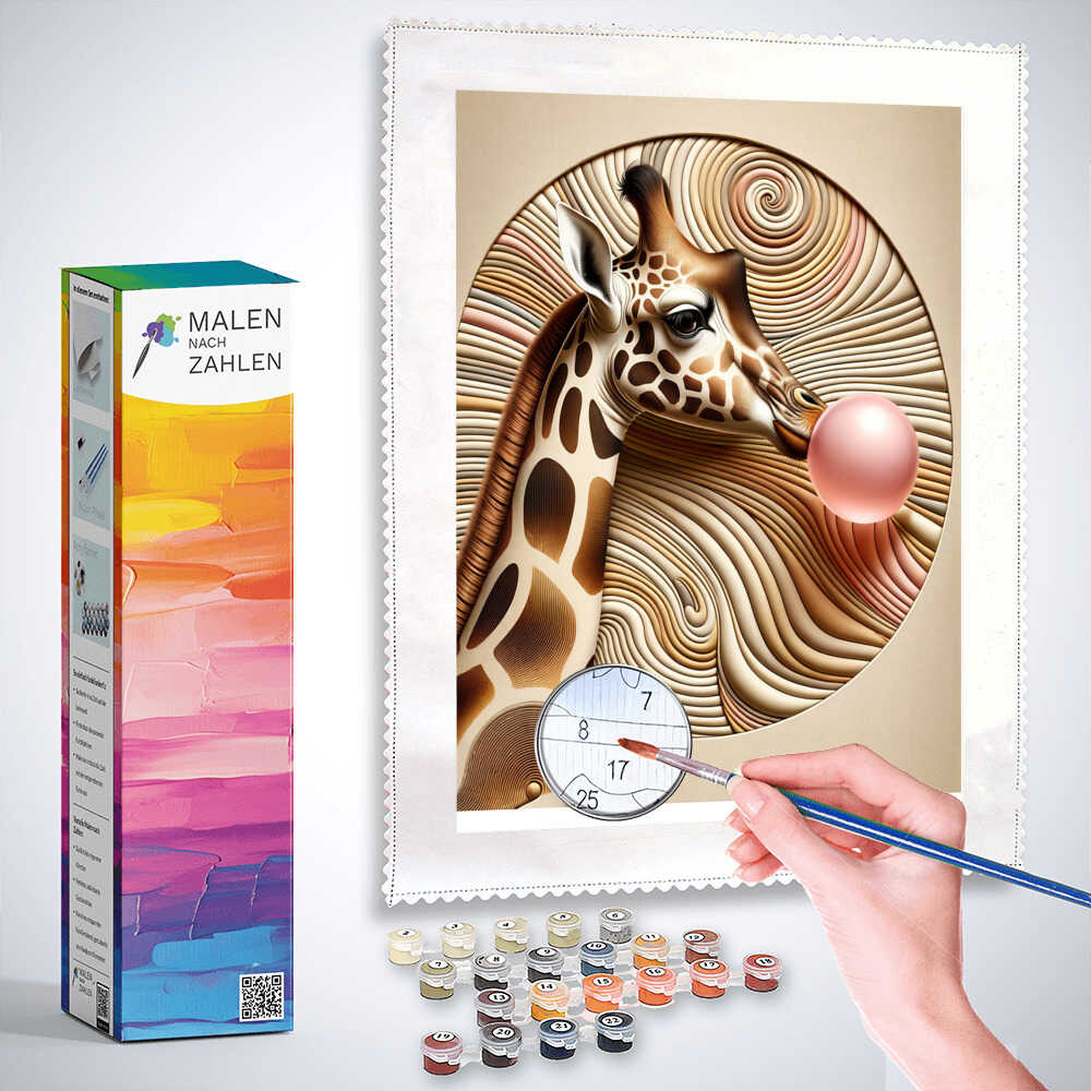 Giraffe mit Kaugummi– Malen nach Zahlen