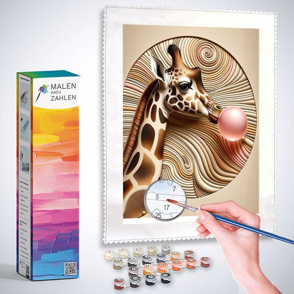 Giraffe mit Kaugummi– Malen nach Zahlen