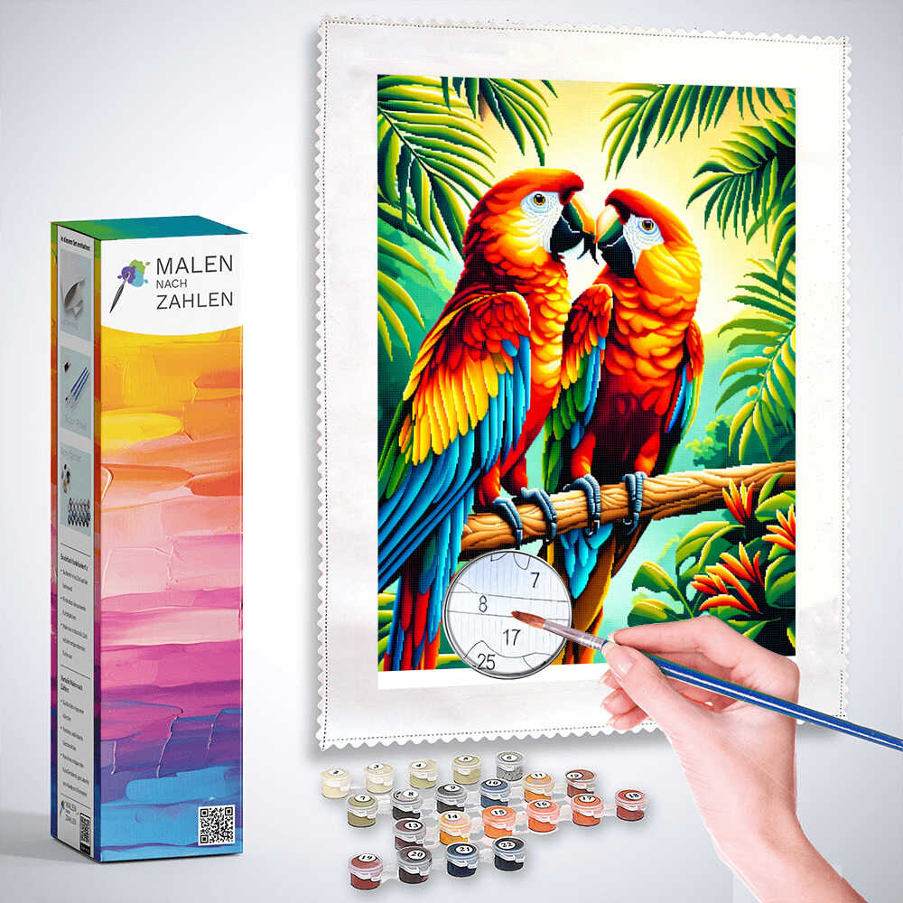 Malen nach Zahlen - Papageienpärchen