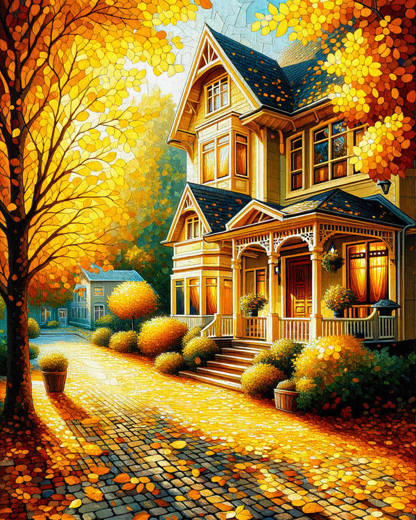 Haus, Laubbaum – Malen nach Zahlen