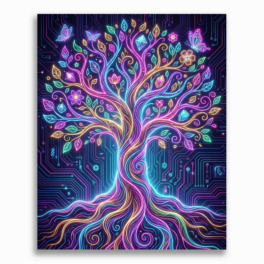 Malen nach Zahlen - Leuchtender Lebensbaum der Zukunft