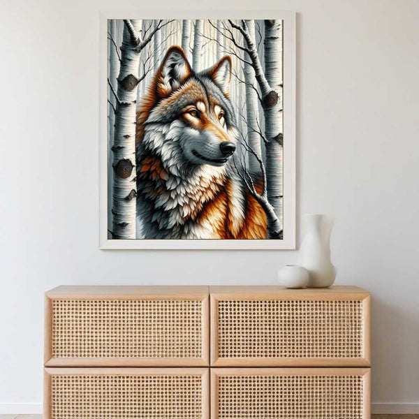 Wolf zwischen Bäumen – Malen nach Zahlen