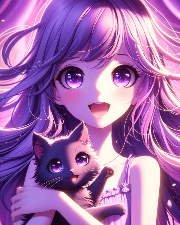 Malen nach Zahlen - Mädchen mit Katze