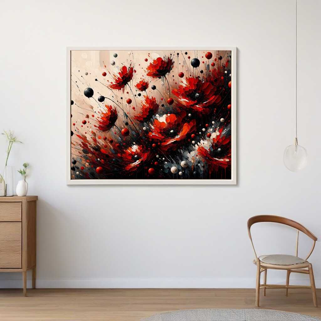 Rote Blumen, Abstrakt - Malen nach Zahlen