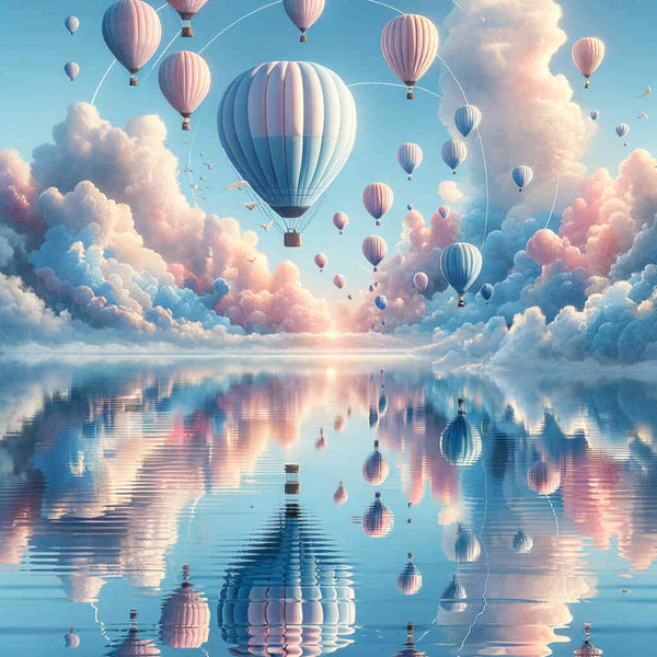 Ballon über dem Meer – Malen nach Zahlen