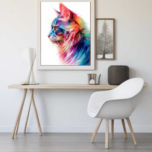 Katze im Profil, Farbenfroh - Malen nach Zahlen