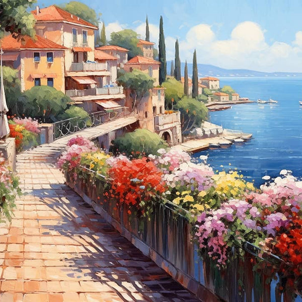 Mediterran, Blumen - Malen nach Zahlen