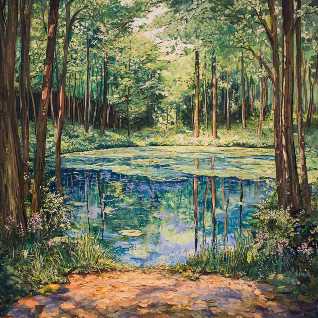 Malen nach Zahlen - Waldsee in der Natur