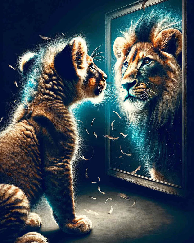 Malen nach Zahlen - Spiegelbild Löwe