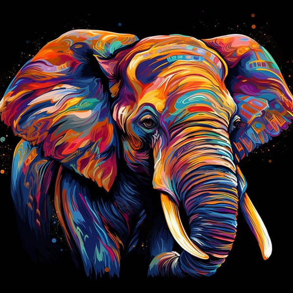 Elefant seitlich, Abstrakt - Malen nach Zahlen