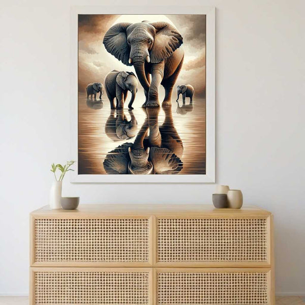 Spiegelbild, Kleiner und Großer Elefant – Malen nach Zahlen