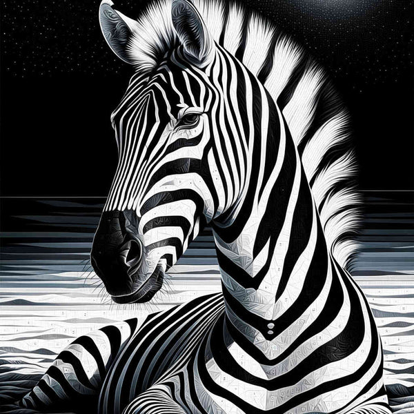 Zebra, Schwarz und Weiß – Malen nach Zahlen