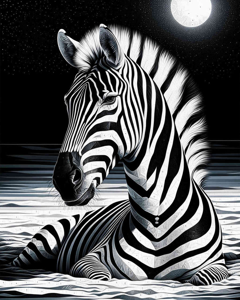 Zebra, Schwarz und Weiß – Malen nach Zahlen