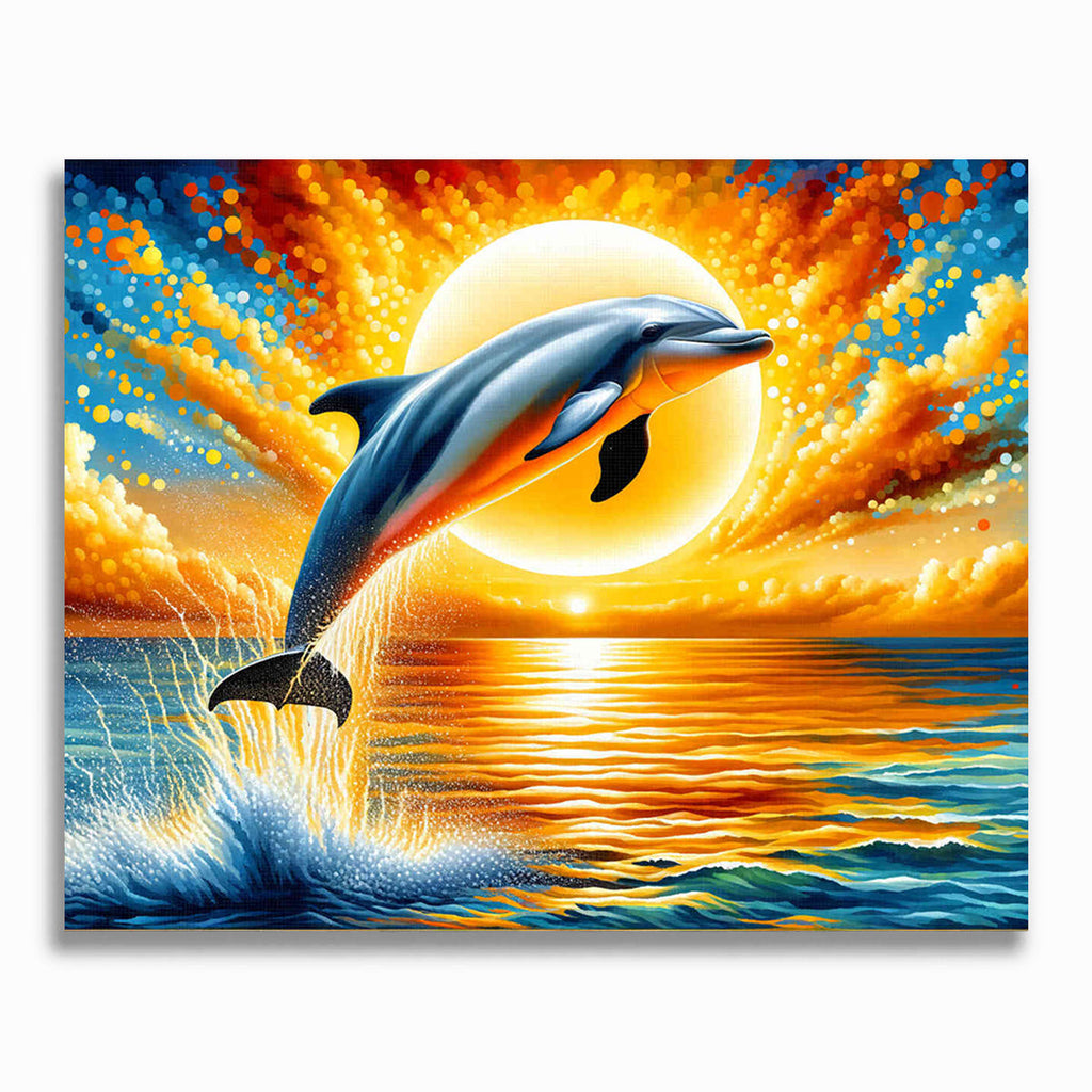 Delfin im Sprung – Malen nach Zahlen