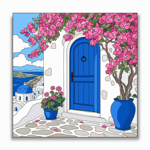 Malen nach Zahlen - Mediterranes Tageslicht – Sehnsucht nach Santorini