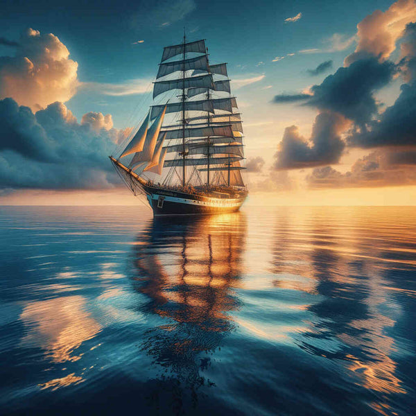 Segelschiff, Meerblick - Malen nach Zahlen