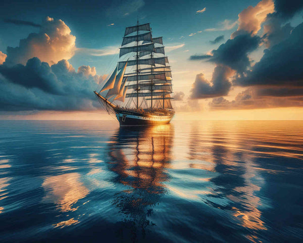 Segelschiff, Meerblick - Malen nach Zahlen