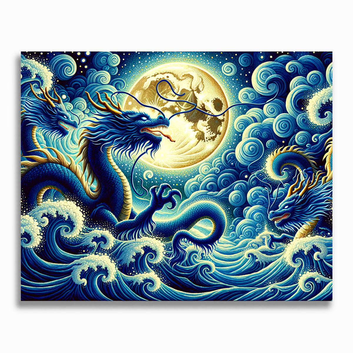 Drachen in blau – Malen nach Zahlen