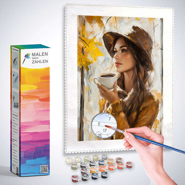 Malen nach Zahlen - Herbstkaffee, Frau