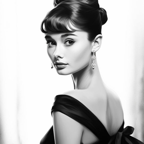 Audrey Hepburn, Schwarz und Weiß – Malen nach Zahlen