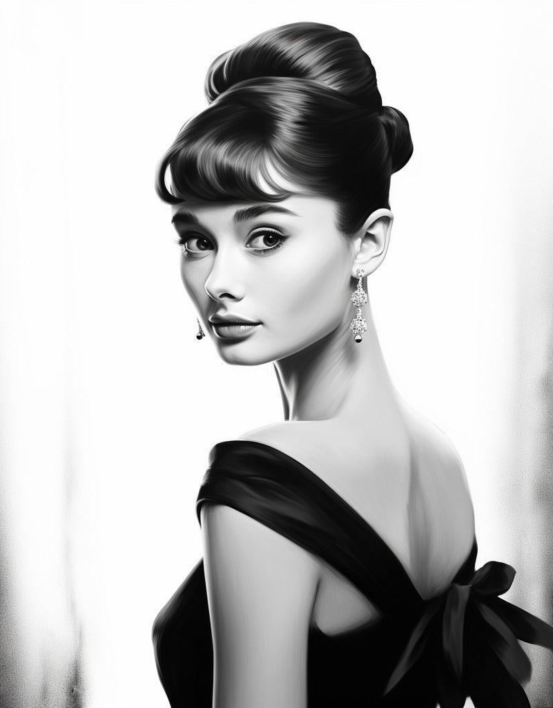 Audrey Hepburn, Schwarz und Weiß – Malen nach Zahlen