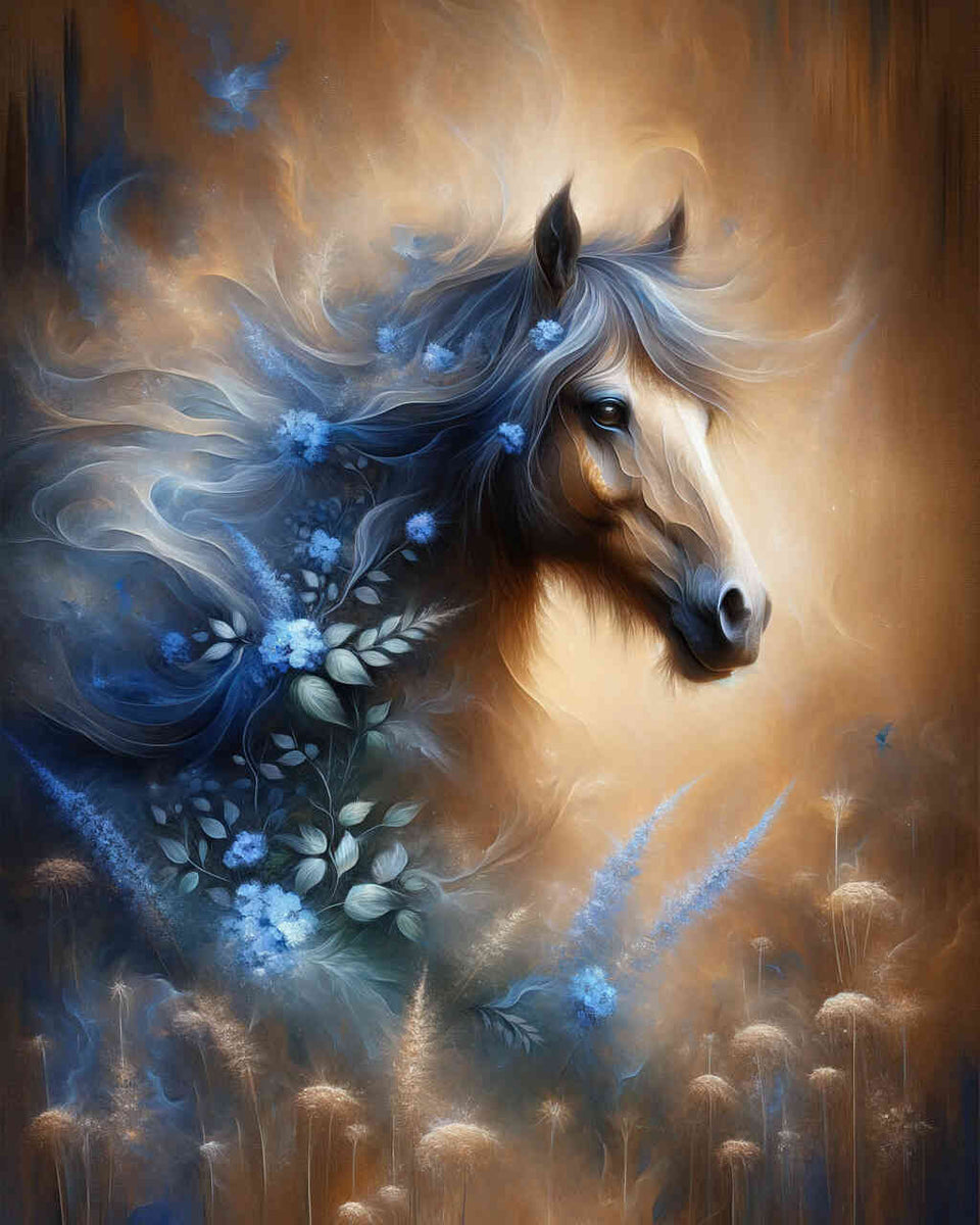 Malen nach Zahlen - Pferd mit Blumen
