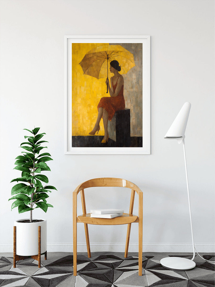 Gelber Regenschirm - Malen nach Zahlen