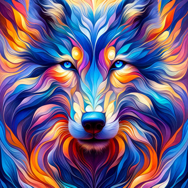 Wolf frontal abstrakt - Malen nach Zahlen